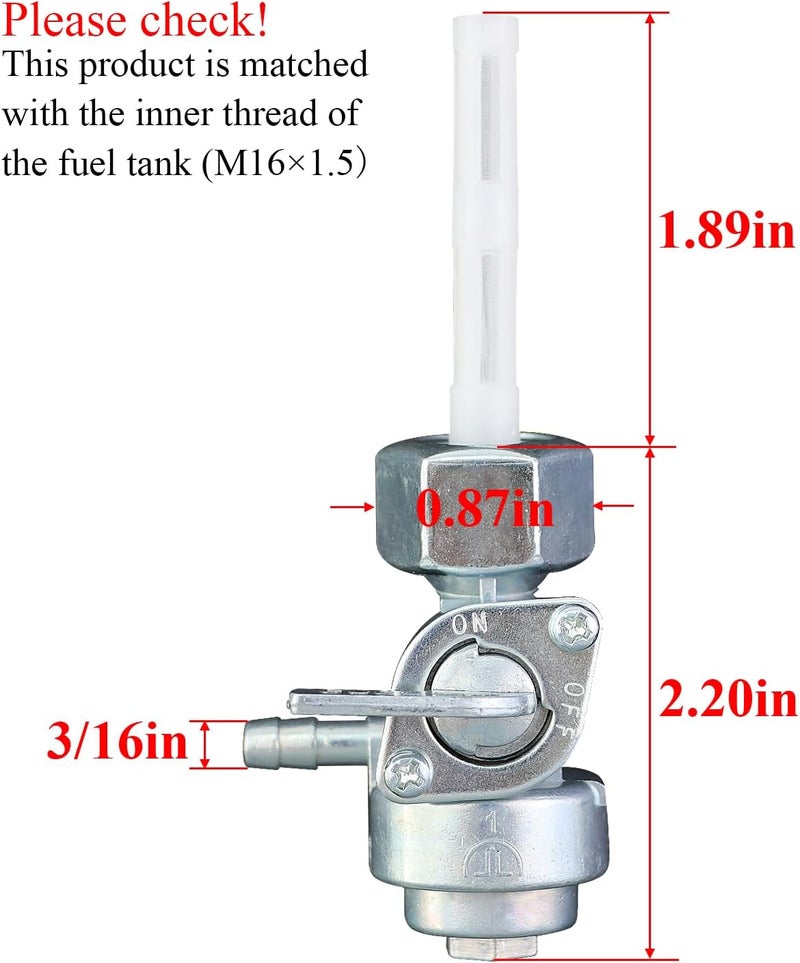 KIKITE Gas Tank Fuel Switch Petcock Fuel Shut Off Valve for Predator Generac Generator Parts 3500w-9000w 5.5hp-16hp M16x1.5mm - Image 2